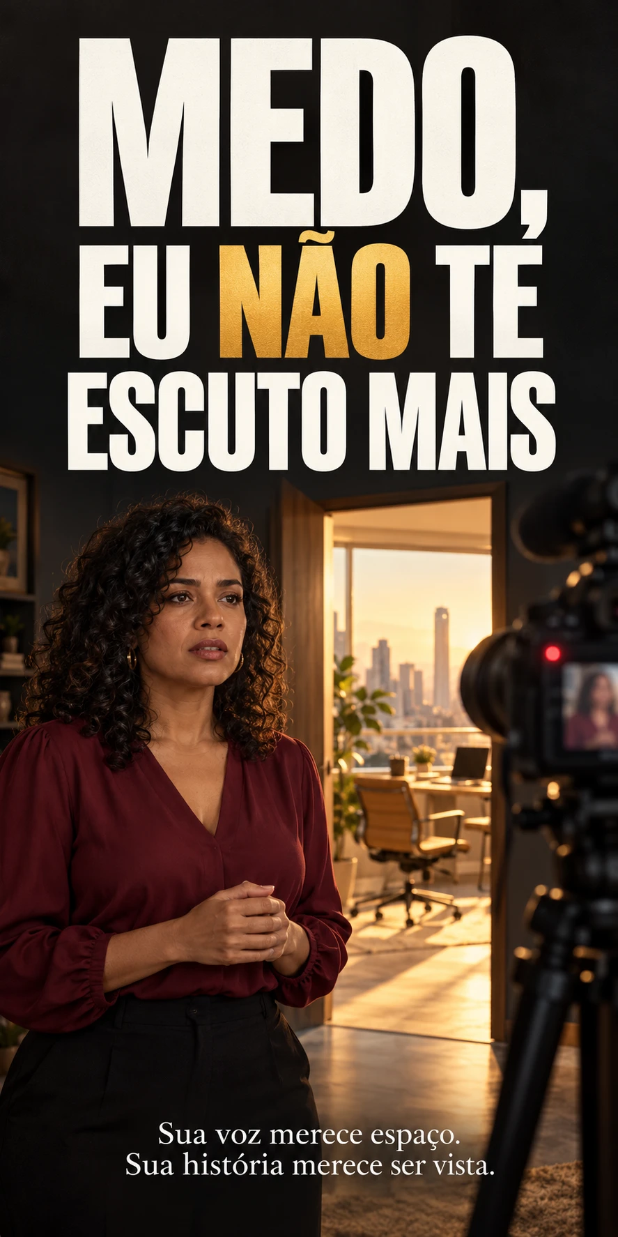 Capa feminina: mulher diante de uma câmera